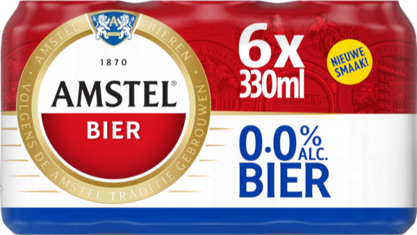 Amstel 0.0 sixpack met blikjes van 33cl Amstel 0.0 sixpack met blikjes van 33cl